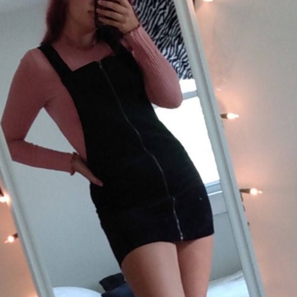 Forever 21 Black Ribbed Overall Dress
